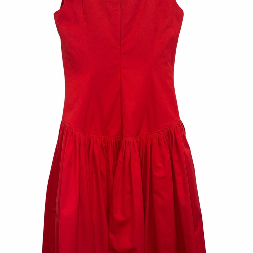 Alexander McQueen Red Midi Dress Cotton Poplin Sleeveless 2 Cocktail NWOT 🟡 - Picture 11 of 14
